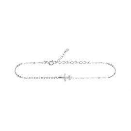 WearTravelers Miami Model 925 Sterling Silver Aeroplane Bracelet with Zirconia - Adjustable - Gift for Travellers Women, Argento sterling, Cubic Zirconia