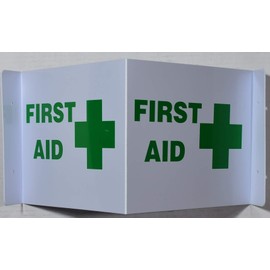 First AID 3D Sign Projection Sign/First AID Sign Hallway Sign (White,Green,Plastic,7x9)-Les Deux cotes line