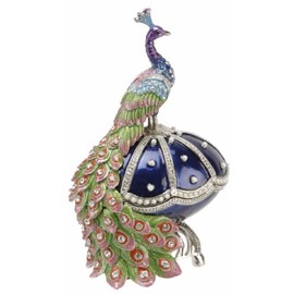 Peacock on Egg Trinket Box by Treasured Trinkets