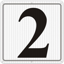 i-CowFun Reflective Aluminum Number Signs 2, Metal 12" X 12" Parking Spot Number Signs, Large Reflective Numbered Signs for Floor, Dock, Court, Aisle, Field and Outdoor Use, Weather-Resistant