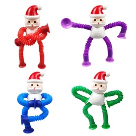 Anditoy 4 Pack Santa Claus Suction Cup Pop Tubes Toys Sensory Toys for Kids Boys Girls Christmas Stocking Stuffers Gifts