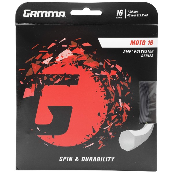 Gamma Sports Moto 16g Tennis String Set, 40', Black