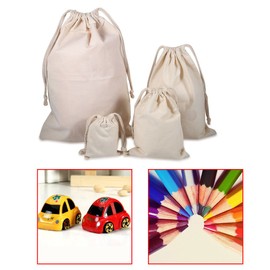 Household Plain Organic Cotton Storage Bag Drawstring Storage Laundry Sack Biodegradable Bags Stuff Bag for Travel Home Use(15 * 20cm)