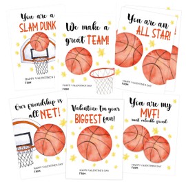 Basketball Valentines Cards for Class Valentines, 30 Valentines Day Cards Valentine Candy Gift Tags, Valentines Basketball Party Decorations, Valentines Day Gifts Classroom Exchange Party Favor