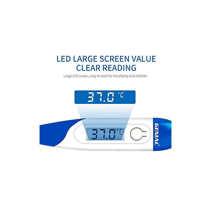 Flexible and Digital Medical Thermometer - Measurements: Buccal, Axillary and