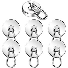 DIYMAG Magnetic Hooks, 110LBS Strong Heavy Duty Neodymium Magnet Hooks with Swivel Carabiner Hook,Great for Your Refrigerator and Other Magnetic Surfaces, Pack of 7