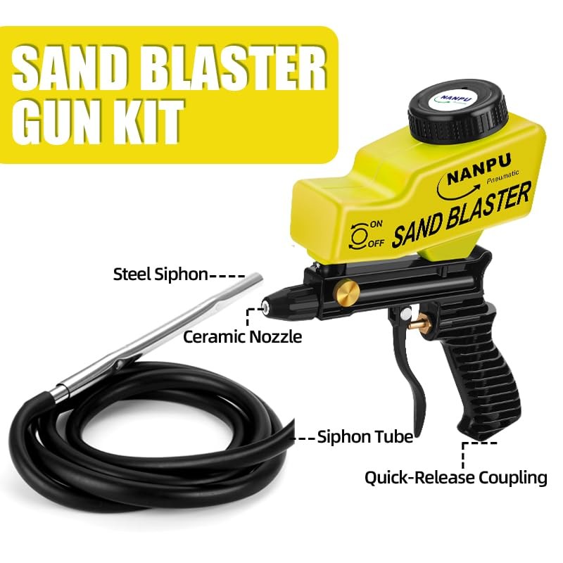 NANPU Light-Duty Air Sandblaster Gun Kit with Siphon & Gravity