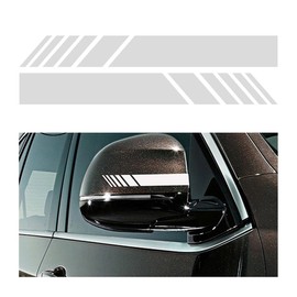 Osilly Car Rear View Mirror Stickers, 2Pcs Stripe Graphic PET Reflective Car Body DIY Decor Decals, Auto Exterior Accessories, Universal Side Mirror Decals for Most Vehicles, SUVs, Trucks (White)
