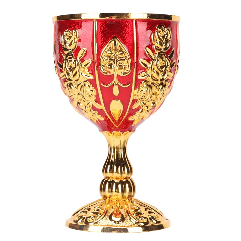 Gold Chalice 4 Inch High Zinc Alloy Retro Embossed Flower