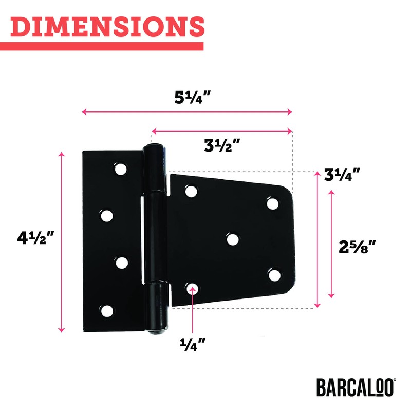 Barcaloo Heavy Duty Square Shed Door Hinges, 6 Pack -