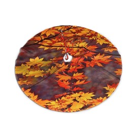 Autumn Leaves Fall Christmas Tree Skirt, 30" Xmas Tree Skirt for Merry Christmas Party Christmas Tree Decoration