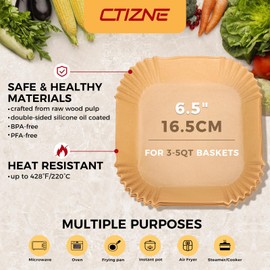 Air Fryer Liners Disposable - 150Pcs 6.5In Square Parchment Paper for Air Fryer Non-Stick Airfryer Basket Liners for Steamer Microwave Oven