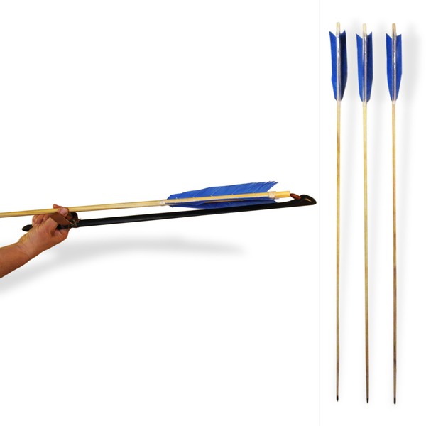 Carbonized Nanticoke Atlatl with Leather Handle (Black Charred Finish) and Three Five Foot Fletched Darts