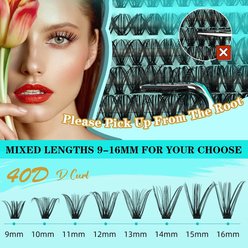 Lash Clusters Kit 240PCS Eyelash Extension D Curl Wispy Clusters