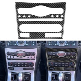 NVCNX Real Carbon Fiber Compatible with Infiniti G35 G37 X S 2007 2008 2009 2010 Sedan Coupe Convertible Car Accessories Interior Trim Dash CD AC Control Panel Cover Black - C
