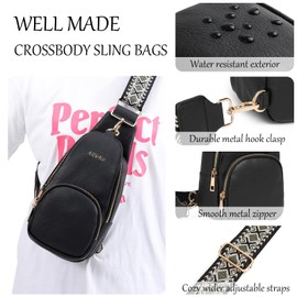 AIJIEKE Womens Crossbody Bag, Large Travel Sling Bag, Trendy Sling Purse, Big Fashion Fanny Pack, Belt Bag, Waist Pack, Black