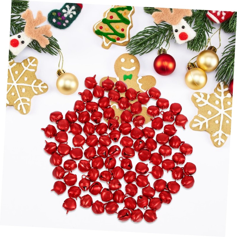 Hohopeti 100pcs Aluminum Christmas Bells for Crafting Jingle Bells Red