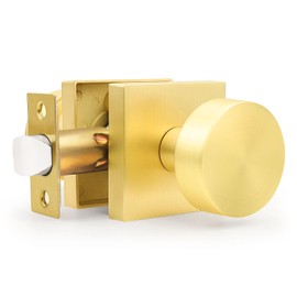 Gold Passage Door Knob, Brass Closet Door Handles Without Lock,1 Pack Door Knob Set for Hallway
