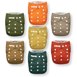 Nora's Nursery Cloth Diapers 7 Pack with 7 Inserts & 1 Wet Bag - Waterproof Cover, Washable, Reusable & One Size Adjustable Pocket Diapers for Newborns and Toddlers - Florence