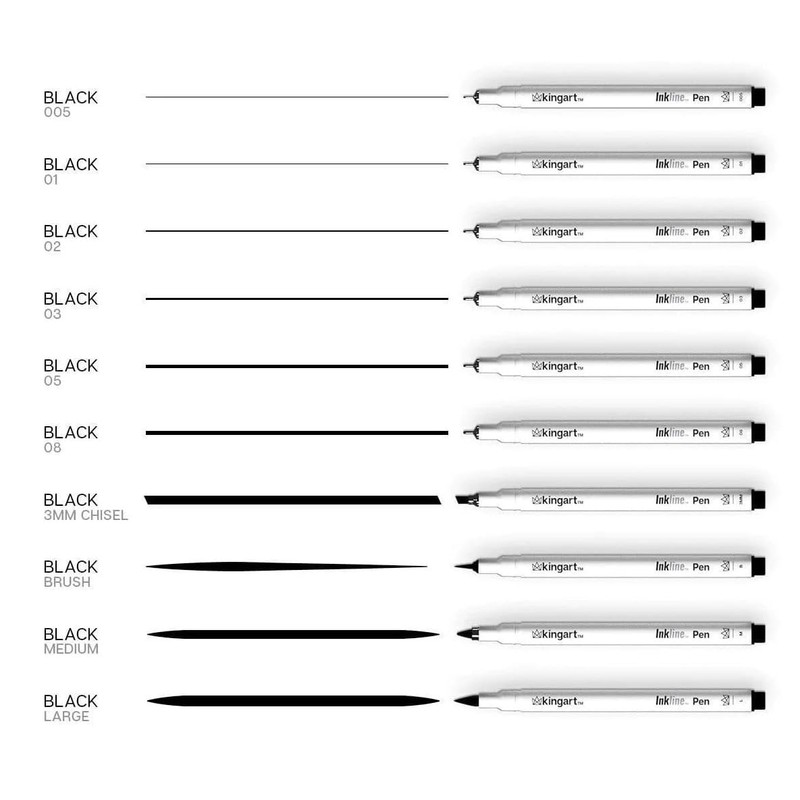 KINGART PRO Inkline Fine Line Art & Graphic Pens, Single