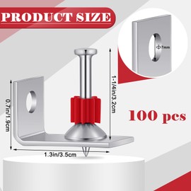 MorningRo 100 Pcs Powder Actuated Fasteners Drive Pin 1-1/4-inch Length, Powder Actuated Tools with 90 Deg Ceiling Clip Assembly for Hard Concrete