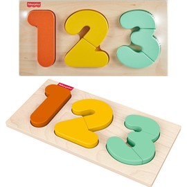 Fisher-Price Wood Montessori Toy 1-2-3 Puzzle, 7-Piece Wooden Learning Activity with Expert Play Tips for Toddlers & Kids Ages 2+ Years