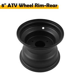 8" ATV Wheel Rim Compatible with 18x9.5-8 Tire 3 Lug for Quad Go Kart Dirt Bike ATV Buggy, Rear Wheel