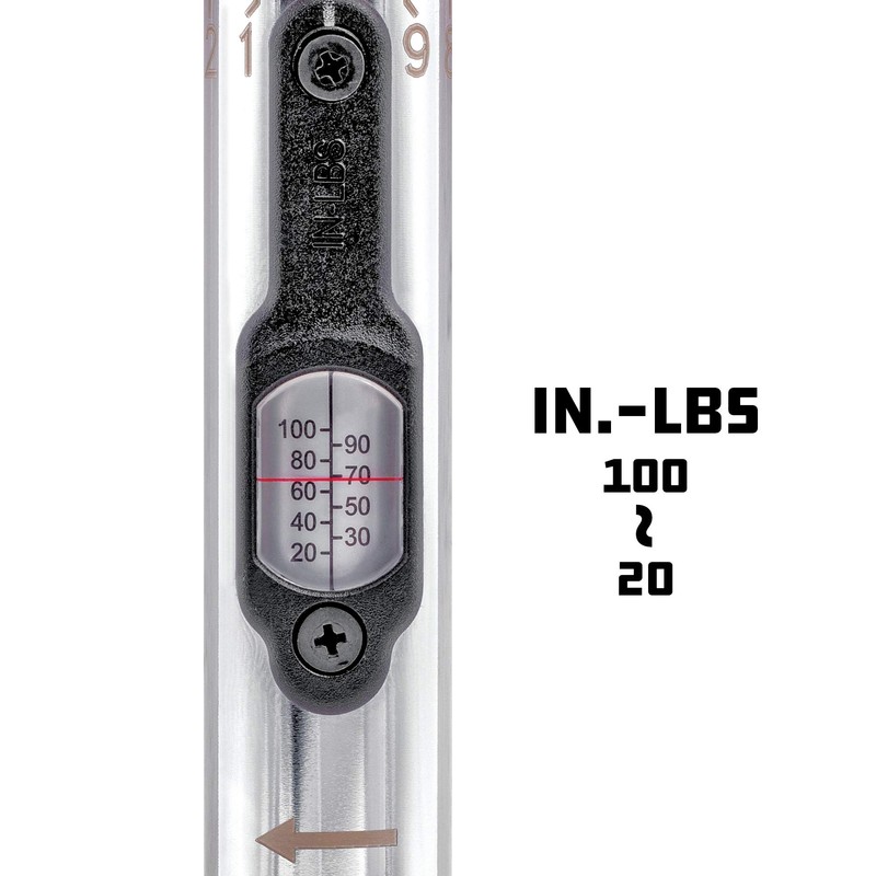 Powerbuilt 1/4 inch Drive Ratcheting T-Handle Torque Wrench, 20-100 in.