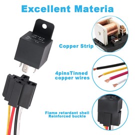 Cotonlake 12V 40A 4Pin SPST Harness Sockets with Color-Labeled Wires for Automotive Truck Van Motorcycle Boat Car Relay Harness,Replaces Type: JD-1912 (2pcs) Waterproof Relay Socket