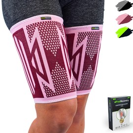 Pack of 2 Thigh Braces for Men & Women - Compression Thigh Bandage for Hamstron, Quad & Groin Pain, Muscle Fibre Tear & Cramps - Breathable & Non-Slip (S, Bordeaux)