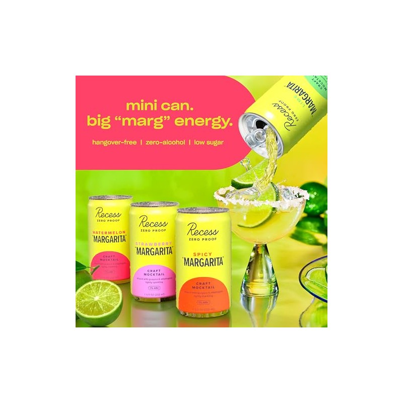 Recess Zero Proof “Margarita” Party Pack Mini Cans, Alcohol Free