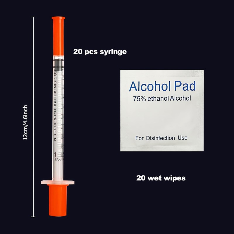 20 pcs1ml Dispensing Measuring Tool + Alcohol Wipes, Plastic Multiple