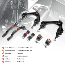 A-Premium Set of 8, Front Upper Control Arm, Sway Bar Link, Lower Ball Joint, Outer Tie Rod End, Compatible with Honda Accord 1994-1997, Odyssey 1995-1997, Acura CL 1997-1999, Isuzu Oasis 1996-1999