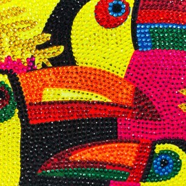 Boutique De FGG Toucan Bird Crystal Clutch Purses for Women Evening Minaudiere Handbags Party Rhinestone Clutch Bag,Mini,Fuchsia