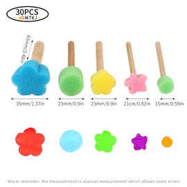 30 Piece Foam Brush Set, Foam Dabbing Brush, Painting Sponge Foam for Painting, Crafts, Ceramics, DIY Painting Tools, 5 Sizes, Colourful