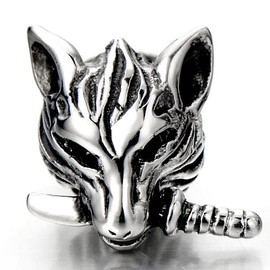 Rock Punk Mens Wolf Head Sword Stud Earrings in Stainless Steel, 2 Pcs(CA)