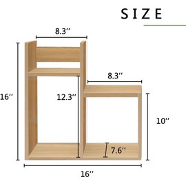 Fox Claw Desktop Bookshelf, Wooden Desk Organizer High-Capacity Counter Bookcase, Multipurpose Storage Display Stand Desk Accessories Display Stand for Office Dorm Home (Yellow)