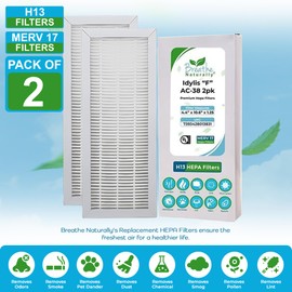 Breathe Naturally - Premium HEPA Filters Compatible with Idylis F AC-38 Series Air Purifiers - Made for Idylis F AC-38/560885 Series - HEPA Filters Packaged in USA(2 Pack Replacement HEPA Filter)