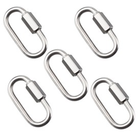 12 x Diameter 4 mm Stainless Steel Screw Connectors Quick Connect Carabiner Hooks Made of Stainless Steel Robust Oval D-Shape Locking Clips for Outdoor/Indoor Use Camping and Hiking