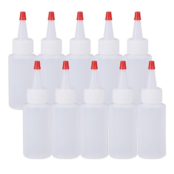 BENECREAT 20 Pack 2oz Plastic Squeeze Dispensing Bottles with Red