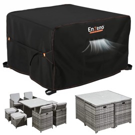 Enzeno Cube Garden Furniture Covers，110X110X74cm Garden Square Table Cover Waterproof，420D Heavy Duty Outdoor Patio Rattan Cube Table Covers Windproof,Anti-UV for Chair and Table Rattan Sofa Cover