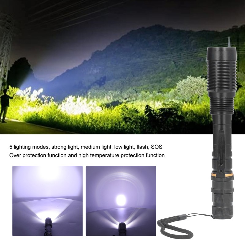 Telescopic Zoomable Flashlight 5 Lighting Modes 5000LM Waterproof Bright Flashlight