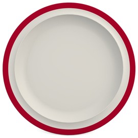 Ornamin plate flat, Ø 22 cm rim red, melamine | small and stable high-quality plate made of plastic | sturdy everyday tableware for children, camping, picnics, communal catering, canteen kitchens, institutions | dining plate, breakfast plate