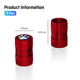 NGHEY Cat Claw Universal Valve Core Cap 4-Piece Set, Suitable for General Decorative Tires of Cars, Trucks, Bicycles, Motorcycles, and Bicycles, Dustproof, Waterproof, and Corrosion Resistant(Red)