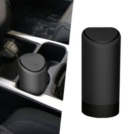 Dewkou Pack-1 Car Trash Can with Lid, 2.5" x 6.2" Silicone Portable Waterproof Small Trash Can, Cup Type Embedded Integrated Trash Can for Most Cars SUVs and Trucks (Black)