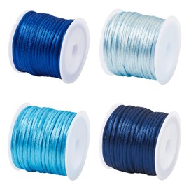 44 Yards Blue Rattail Nylon Satin Cord 2mm Nylon String Trim Beading String Cord Chinese Knotting Cords for Friendship Bracelets Necklaces Jewelry Making, Tassels and Craft