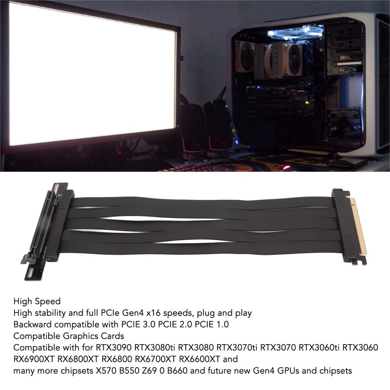 PCIe 4.0 X16 Riser Cable 90 Degree High Speed Single