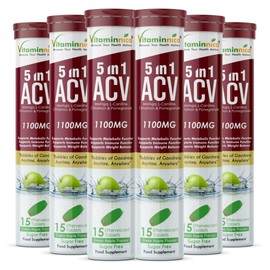 Vitaminnica ACV 5in1 Moringa Effervescent Tablets- 1100mg | Green Apple Flavor | Natural Energy & Immunity Booster with Antioxidants to Control Cravings -15 Tablets (6)