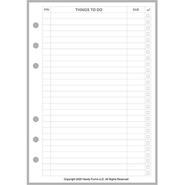 Personal-Wide Sized to Do List Planner Insert,Sized and Punched for Personal-Wide Notebooks (4.75" x 6.75")