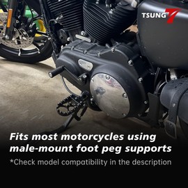 TSUNG Off Road Motorcycle Foot Pegs MX Style Footpegs – Compatible with Dyna, Fatboy, Sportster, Iron 883, CNC Wide 360° Rotating Foot Pedals (Chrome)